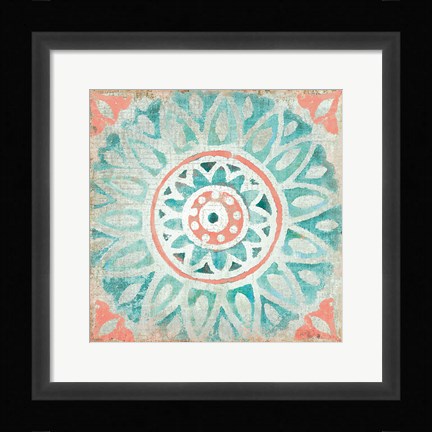 Framed Ocean Tales Tile VII Coral Print