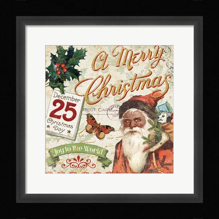 Framed Vintage Christmas II Santa Print