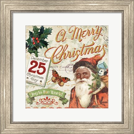 Framed Vintage Christmas II Santa Print