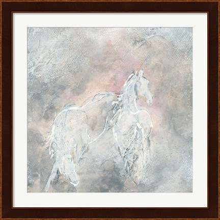 Framed Blush Horses II Print