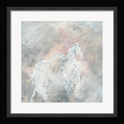 Framed Blush Horses II Print