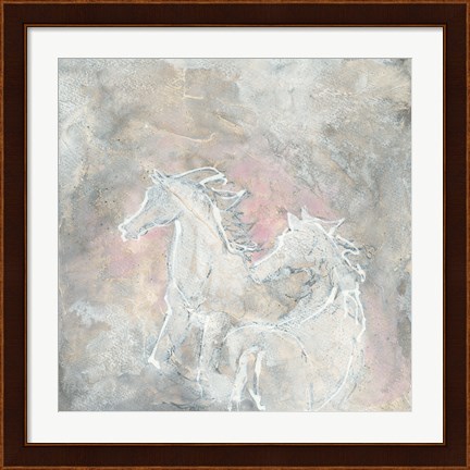 Framed Blush Horses I Print