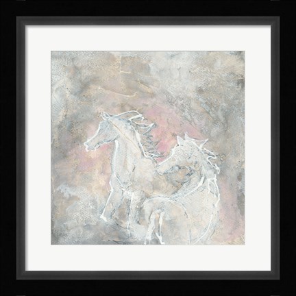 Framed Blush Horses I Print