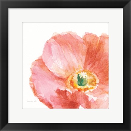 Framed Garden Poppy Flipped on White Crop Print