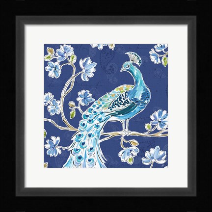 Framed Peacock Allegory IV Blue Print