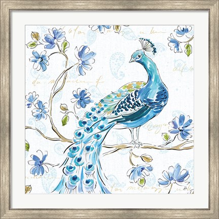 Framed Peacock Allegory IV White Print