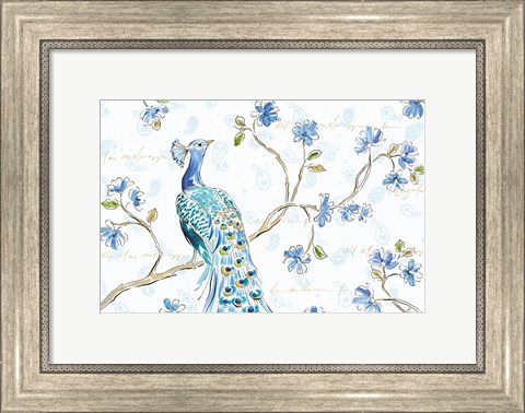Framed Peacock Allegory I White Print