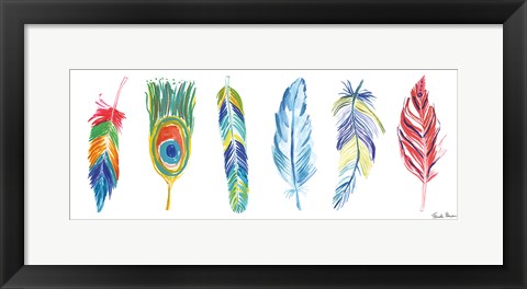 Framed Rainbow Feathers I Print