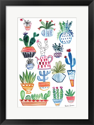 Framed Funky Cacti I Print