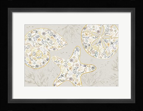 Framed Seaside Blossoms V Neutral Print