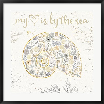 Framed Seaside Blossoms III Neutral Print