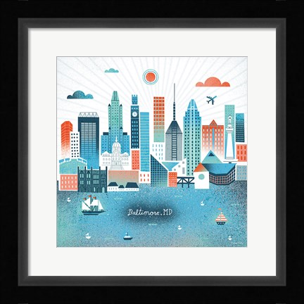 Framed Baltimore Skyline Print