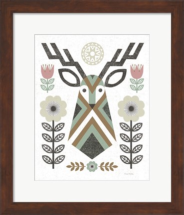 Framed Folk Lodge Deer II Hygge Print