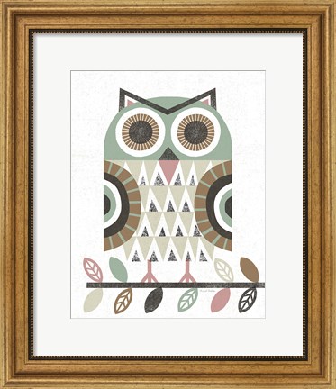 Framed Folk Lodge Owl v2 Hygge Print