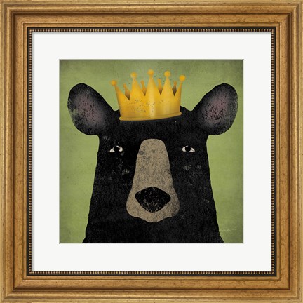 Framed Black Bear with Crown Print