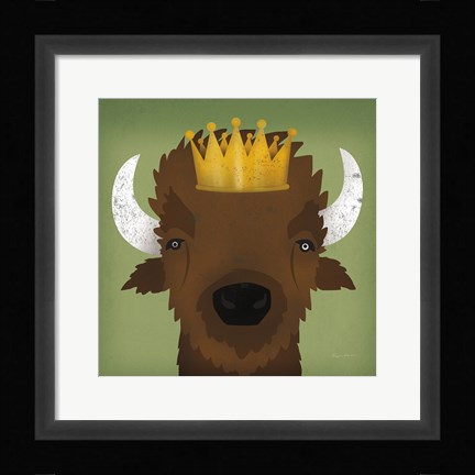 Framed Buffalo III with Crown Print
