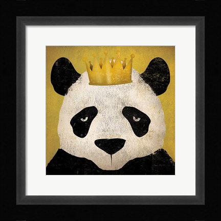 Framed Panda with Crown Print