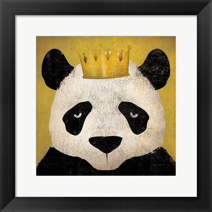 Framed Panda with Crown Print
