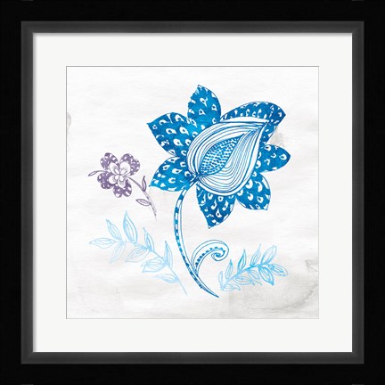 Framed Eastern Boho I Peacock Blue Print