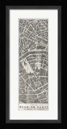 Framed Plan de Paris Panel in Wood Print
