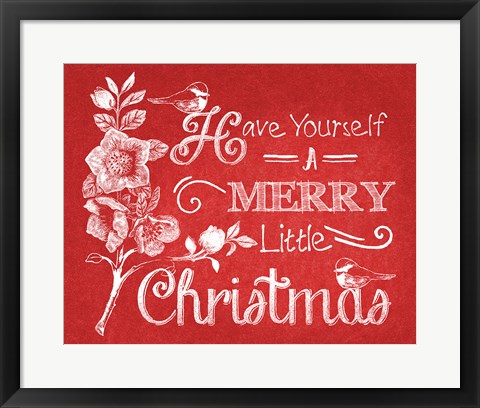 Framed Chalkboard Christmas Sayings V on red Print