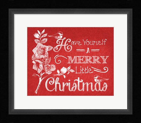 Framed Chalkboard Christmas Sayings V on red Print