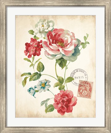 Framed Elegant Floral II Vintage v2 Print