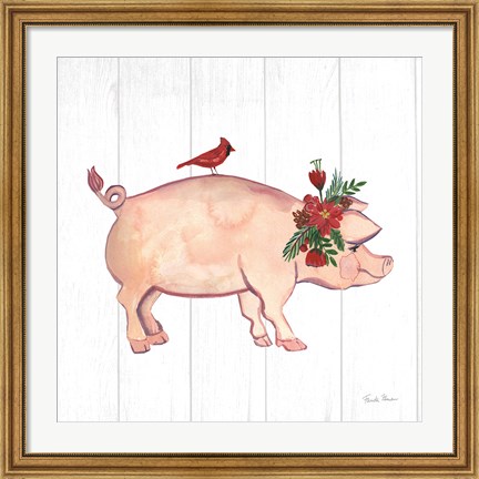 Framed Holiday Farm Animals I Print