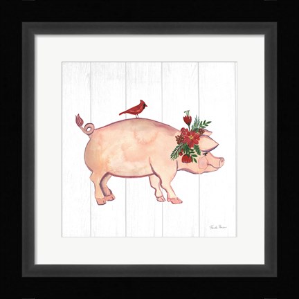 Framed Holiday Farm Animals I Print