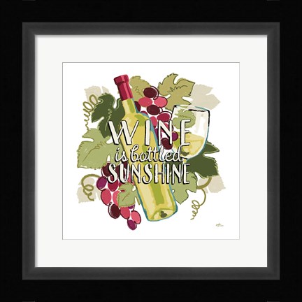 Framed Wine and Friends IV on White Print