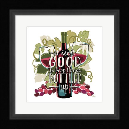 Framed Wine and Friends III on White Print