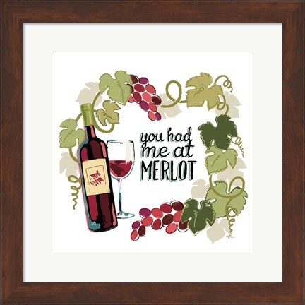 Framed Wine and Friends II on White Print