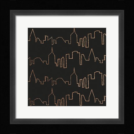 Framed NY Chic Skyline gold on black Print
