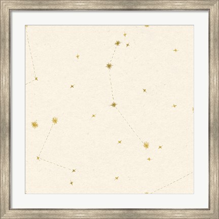 Framed Night Sky Cream and Gold Pattern 05A Print
