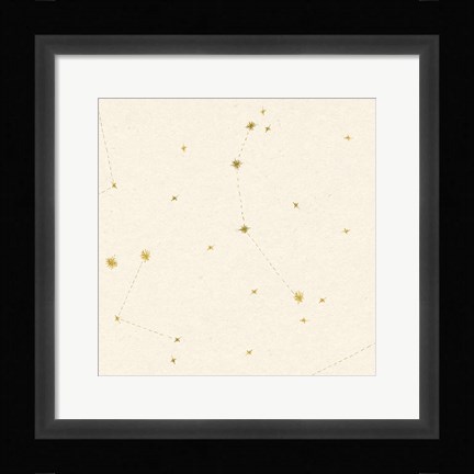 Framed Night Sky Cream and Gold Pattern 05A Print