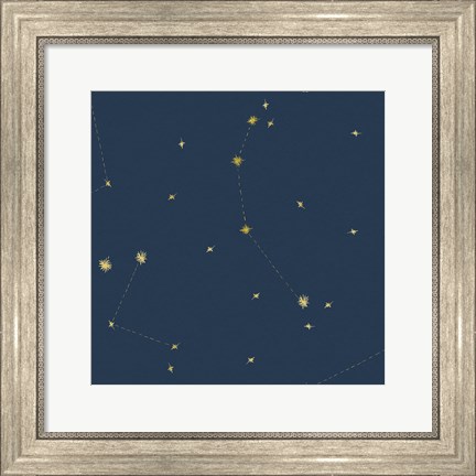Framed Night Sky Navy and Gold Pattern 05A Print