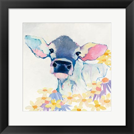 Framed Bessie with Flowers Print