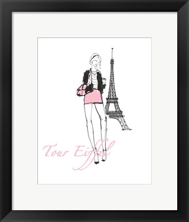 Framed French Chic I Pink on White Print