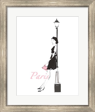 Framed French Chic III Pink on White Print