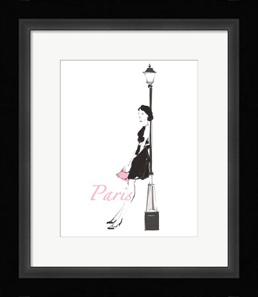 Framed French Chic III Pink on White Print