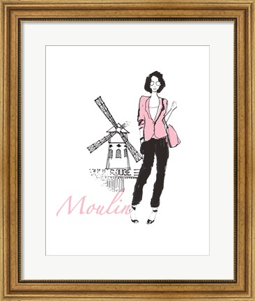 Framed French Chic IV Pink on White Print