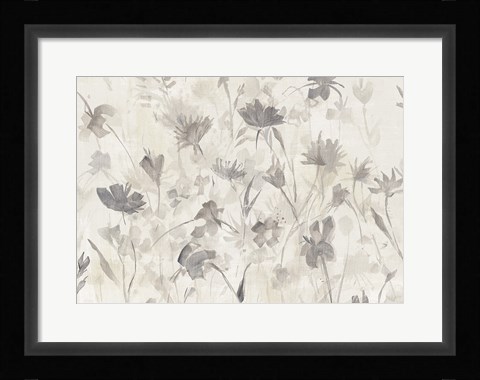Framed Garden Shadows III Purple Grey Print