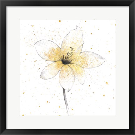 Framed Gilded Graphite Floral II Print