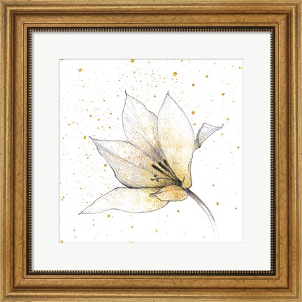 Framed Gilded Graphite Floral IX Print