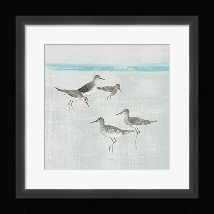 Framed Sandpipers Square I Gray Print