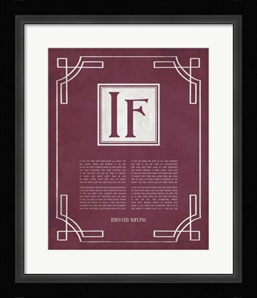 Framed If by Rudyard Kipling - Ornamental Border Red Print