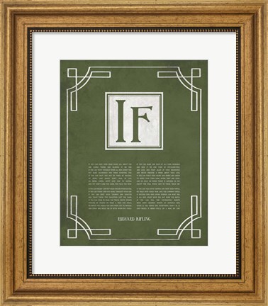 Framed If by Rudyard Kipling - Ornamental Border Green Print