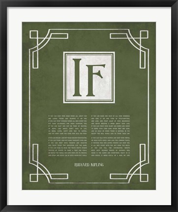 Framed If by Rudyard Kipling - Ornamental Border Green Print