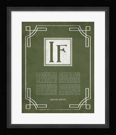 Framed If by Rudyard Kipling - Ornamental Border Green Print