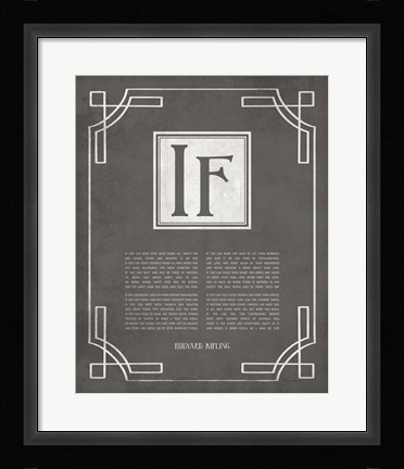 Framed If by Rudyard Kipling - Ornamental Border Gray Print